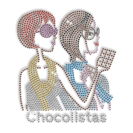 Chocolate Sisters Crystal Bling Iron on Motif