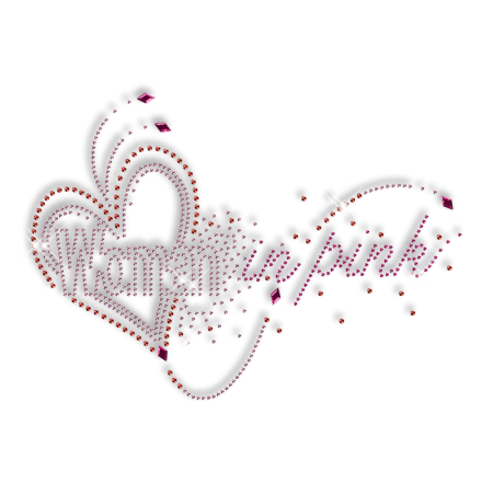 Custom Cute Shinning Diamante Women in Pink and Heart Iron on Transfer Motif for Shirts