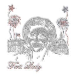 Big Custom Sparkling Diamante American First Lady Iron on Transfer Motif for Clothes