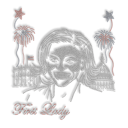 Big Custom Sparkling Diamante American First Lady Iron on Transfer Motif for Clothes