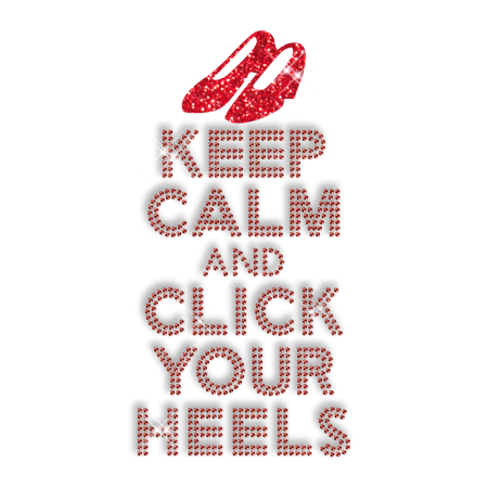 Best Custom Red Sparkling Keep Calm and Click Your High Heels Rhinestone Iron on Transfer Design for Shirts
