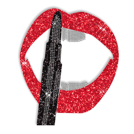 Best Custom Shinning Red Lips and Lipstick Rhinestone Iron on Transfer Design for Shirts