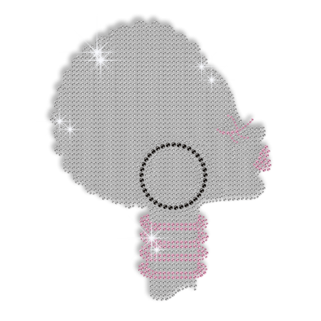 Silhouette of Sassy Afro Lady Iron on Bling Transfer Motif