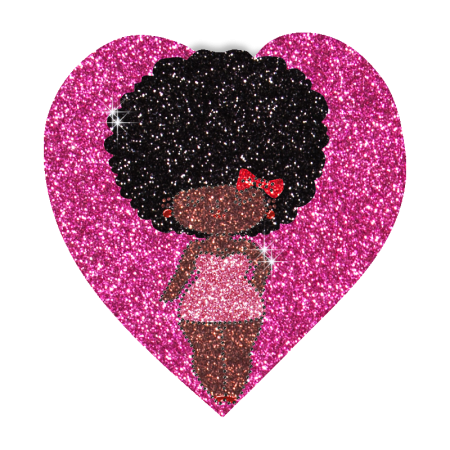 Lovely Afro Girl in Heart Hotfix Bling Transfer Motif