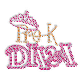 Sparkling Pink Pre-K Diva Rhinestone Iron ons