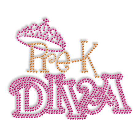 Sparkling Pink Pre-K Diva Rhinestone Iron ons