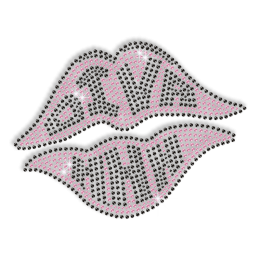 Pink Diva Lips Iron on Rhinestone Motif