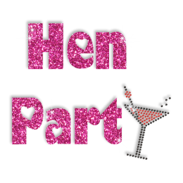 Hen Party and Drinks Crystal Hotfix Transfer for Garments