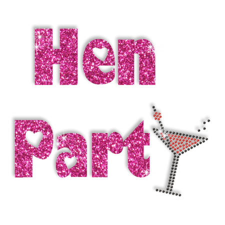 Hen Party and Drinks Crystal Hotfix Transfer for Garments