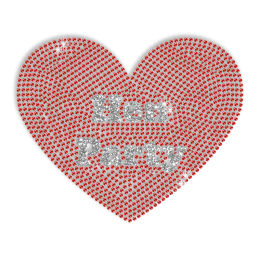 Hen Party and Red Heart Hotfix Bling Transfer