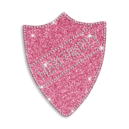 Pink Hen Party Shield Iron-on Glitter Rhinestone Transfer