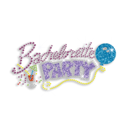 Colorful Happy Bachelorette Party Iron-on Rhinestone Transfer