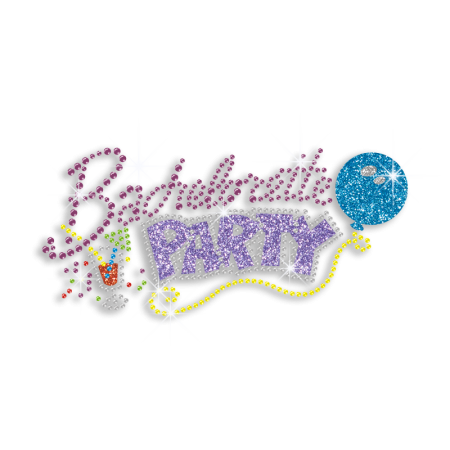 Colorful Happy Bachelorette Party Iron-on Rhinestone Transfer