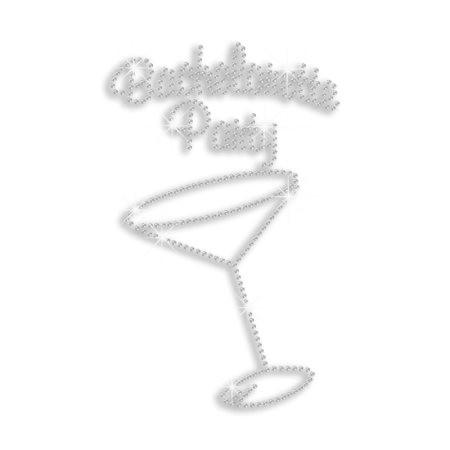 Crystal Bachelorette Party Drinks Iron-on Rhinestone Transfer