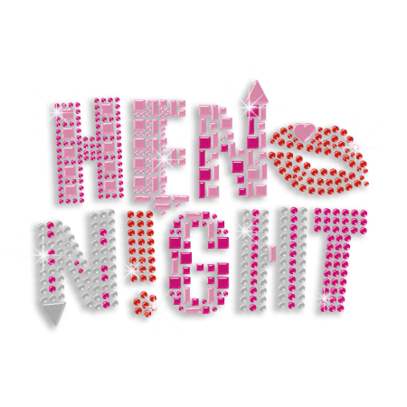 Fancy Hen Night Kiss Iron on Nailhead Rhinestone Transfer