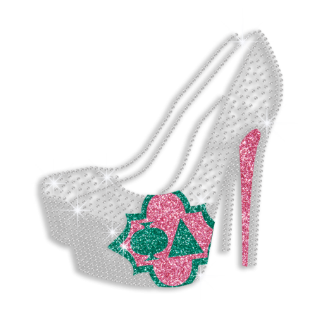 Colorful Bling High Heels Iron-on Glitter Rhinestone Transfer