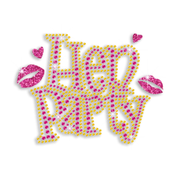 Pink Hen Party Iron-on Glitter Rhinestone Transfer Design