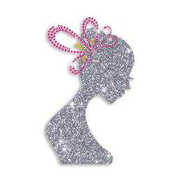 Beautiful Lady & Pretty Hair Accessories Iron-on Rhinestone Transfer