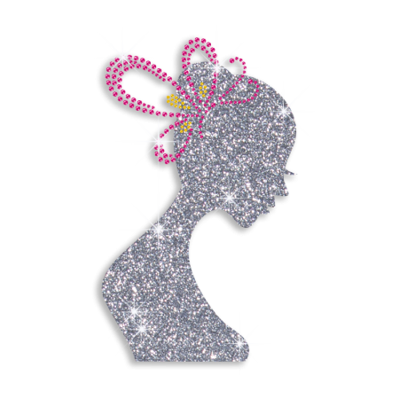 Beautiful Lady & Pretty Hair Accessories Iron-on Rhinestone Transfer