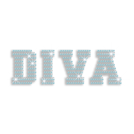 Aqua Diva Iron-on Nailhead Rhinestone Transfer Motif