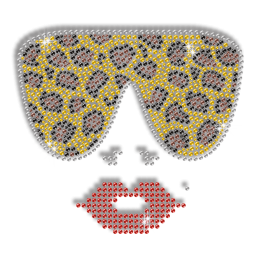 Sexy Lips & Liopard Print Sunglasses Iron-on Rhinestone Transfer