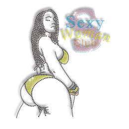 Bling Sexy Women Club Iron-on Rhinestone Transfer