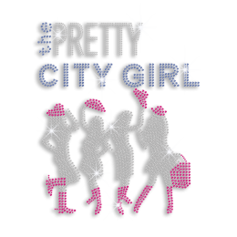 Fashionable Pretty City Girls Iron-on Rhinestone Transfer