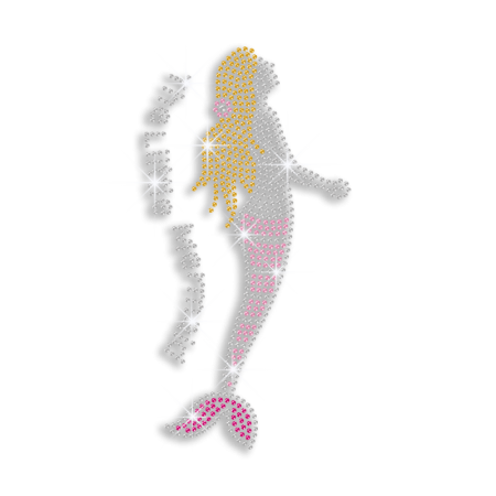 Pretty Little Mermaid Iron-on Rhinestone Transfer