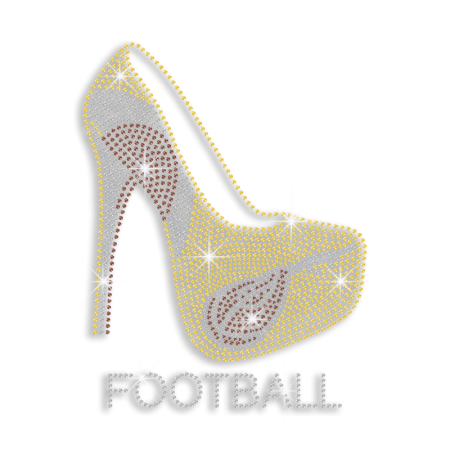 Bling High Heel & Football Iron-on Nailhead Hotfix Transfer