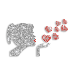 Pretty Girl\'s Kisses Iron-on Glitter Rhinestone Transfer