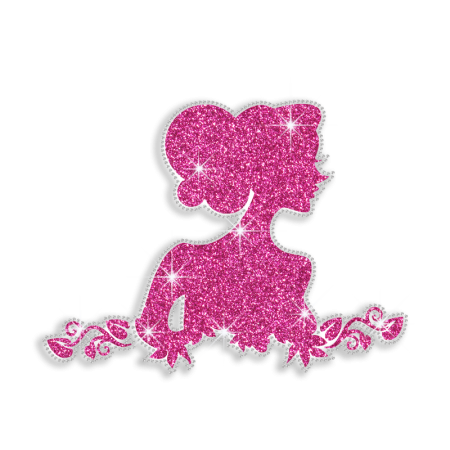 Shiny Pretty Lady Iron-on Glitter Rhinestone Transfer