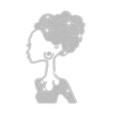 Bling Crystal Sexy African Lady Iron-on Rhinestone Transfer