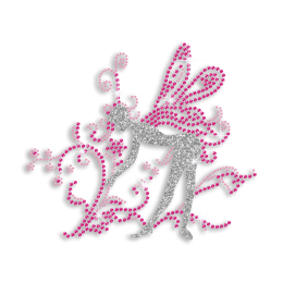 Elegant Lady in Garden Iron-on Rhinestone Transfer