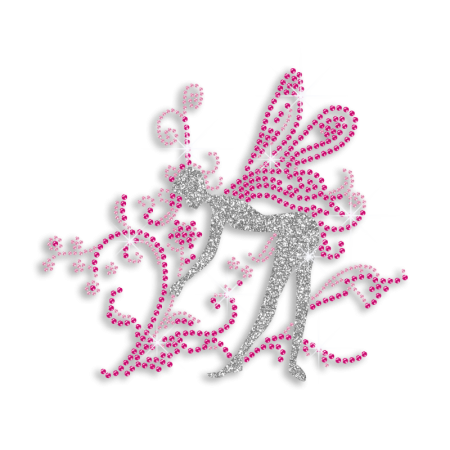 Elegant Lady in Garden Iron-on Rhinestone Transfer