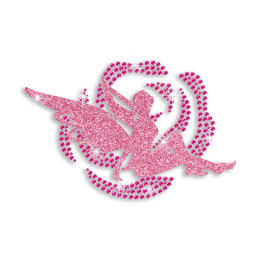 Pink Flower Fairy Iron-on Glitter Rhinestone Transfer