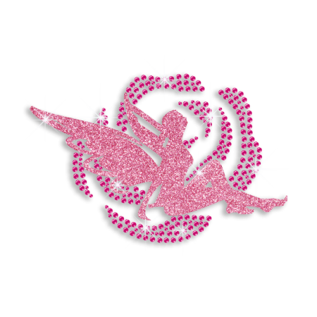 Pink Flower Fairy Iron-on Glitter Rhinestone Transfer