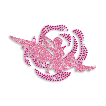 Large Size Flower Fairy Iron-on Glitter Rhinestone Transfer