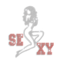 Bling Sexy Lady Hot Fix Iron-on Rhinestone Transfer