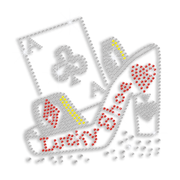 Crystal Lovely Shoe & Cards Iron-on Rhinestone Transfer