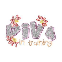 Colorful Diva in Training Iron on Glitter Rhinestone Transfer