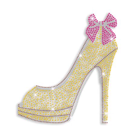 Magic Show Bling High Heels Iron-on Rhinestone Transfer