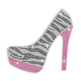 Magic Show Leopard Print High Heels Iron-on Rhinestone Transfer