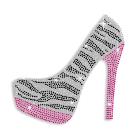 Magic Show Leopard Print High Heels Iron-on Rhinestone Transfer