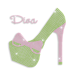 Vegas Show Pretty High Heel Diva Iron-on Rhinestone Transfer