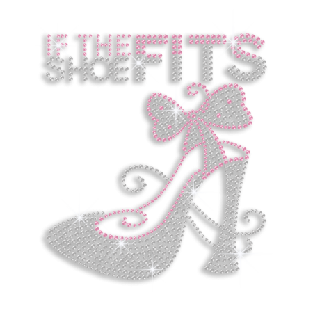 Vegas Show Crystal High Heel If The Shoe Fits Iron on Rhinestone Transfer