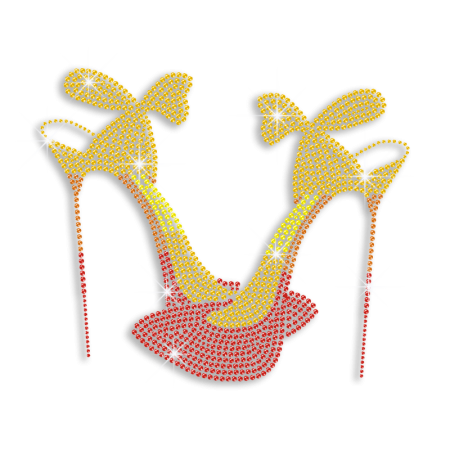 Magic Show Pretty Stiletto High Heels Iron-on Rhinestone Transfer