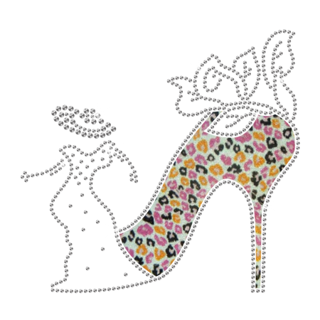 High Heel Love Iron-on Glitter Rhinestone Transfer