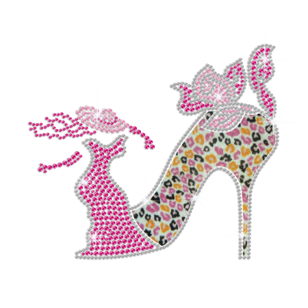 Charming High Heel Iron-on Rhinestone Glitter Transfer