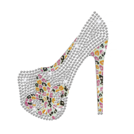 Fleur De Lis High Heel Iron-on Rhinestone Transfer