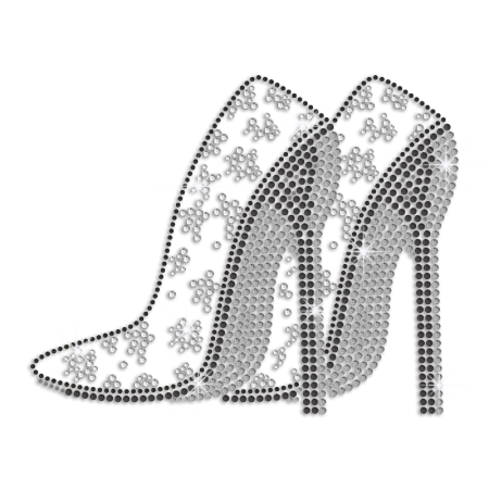 Fashionable Flower Prints on Heels Rhinestone Transfer